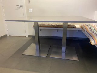 Mesa Comedor Acero Inoxidable y Mármol Gris