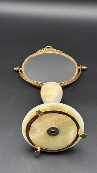 Specchio vintage onice oro bianco