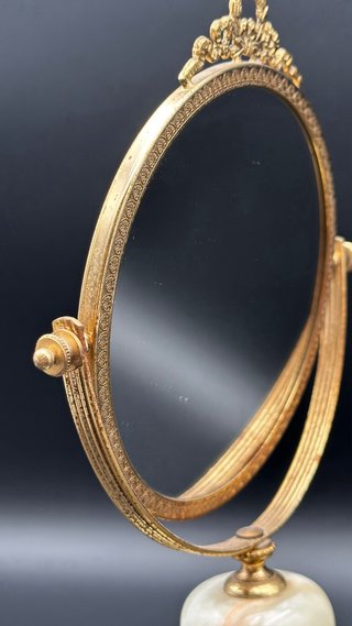 Specchio vintage onice oro bianco