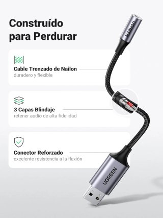 UGREEN Adaptador de Audio USB a Jack 3.5mm