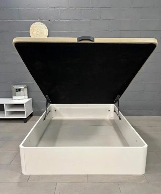 Canapé abatible madera y tela beige