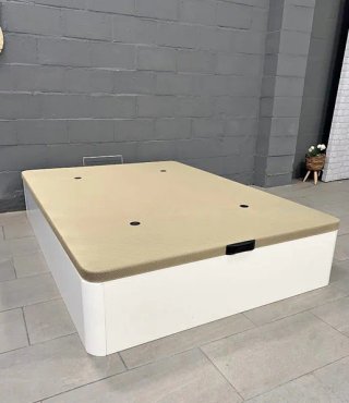 Canapé abatible madera y tela beige
