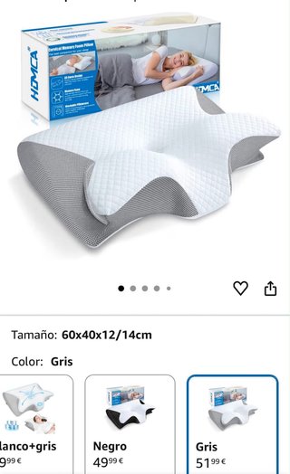 Almohada cervical gris y blanca