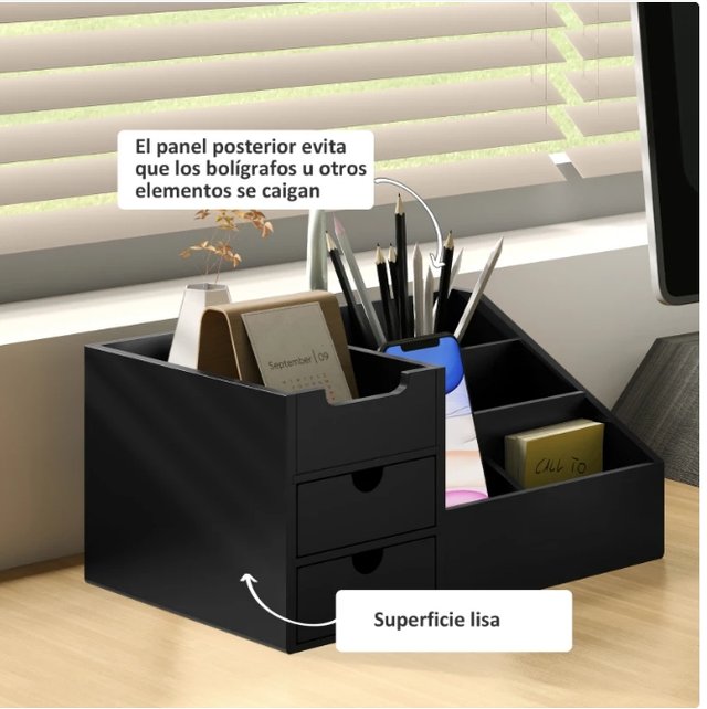 Organizador de escritorio negro y marrón