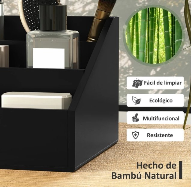 Organizador de escritorio negro y marrón