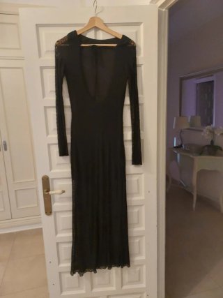 Vestido largo Zara encaje negro