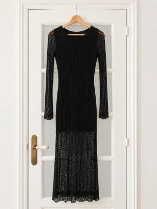 Vestido largo Zara encaje negro