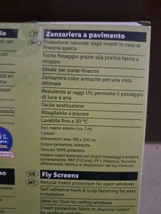 Mosquitera Livarno Home 130x220cm Antracita