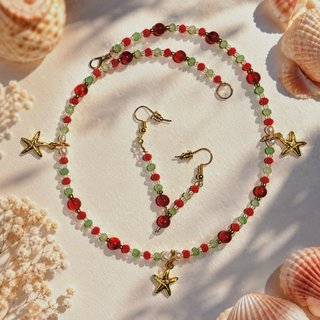 Conjunto collar y pendientes artesanal