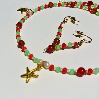 Conjunto collar y pendientes artesanal