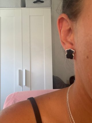 Pendientes Tous Oso Onix Plata