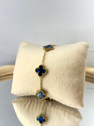 Bracciale con quadrifogli blu e oro
