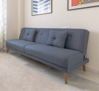 Sofá Cama Azul-Gris Tela