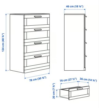 Cómoda 4 cajones Ikea Brimnes