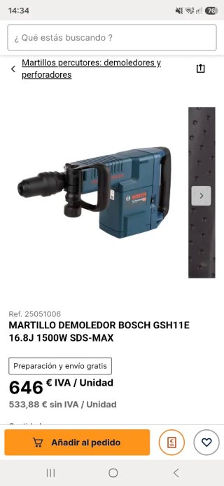 Martillo Demoledor Bosch GSH11E 16.8J 1500W