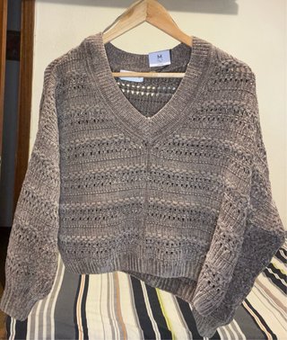 NUEVO Jersey chenilla cuello pico Talla M