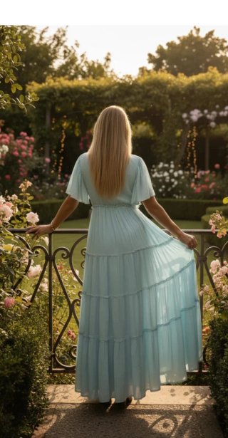Vestido Palak azul y blanco