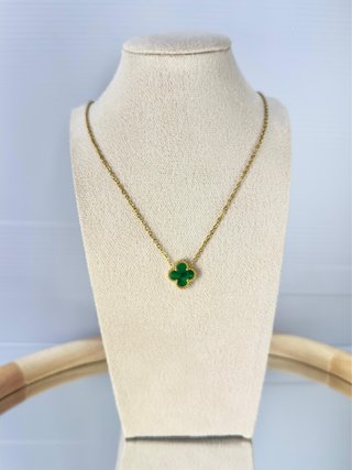 Collana quadrifoglio verde oro