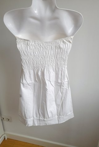 Vestido blanco palabra de honor con botones