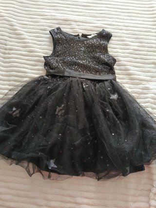 Vestido fiesta lentejuelas estrellas negro