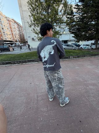 Camiseta manga larga gris con estampado