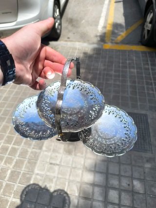 Centro de mesa 3 bandejas plata