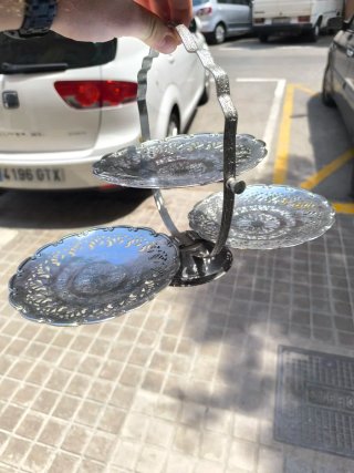 Centro de mesa 3 bandejas plata