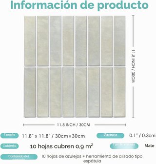 Commomy - Juego de azulejos autoadhesivos , 9 pzs
