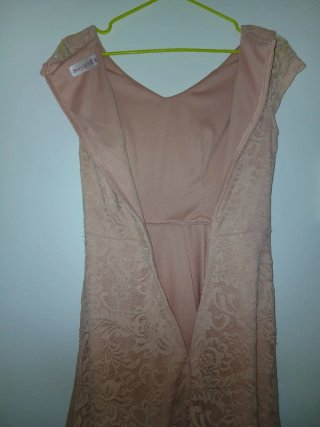 Vestido corto encaje rosa salmón Talla XS