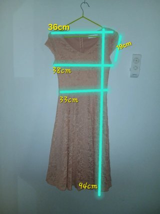 Vestido corto encaje rosa salmón Talla XS