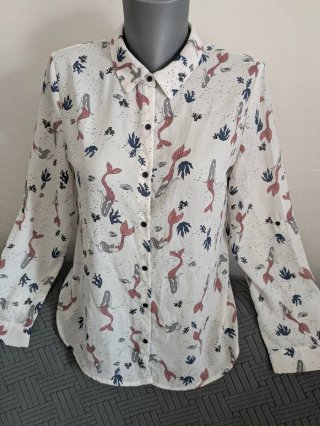 Camisa Estampada Sirenas Vintage