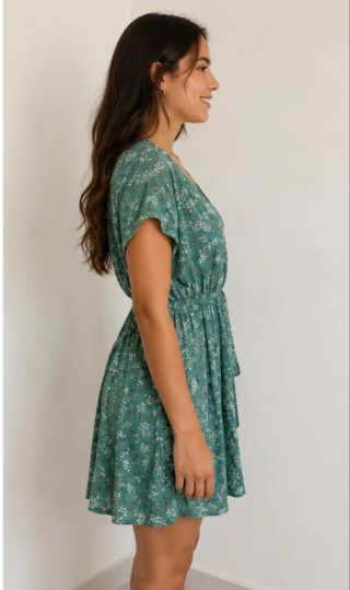 Vestido floral verde talla S