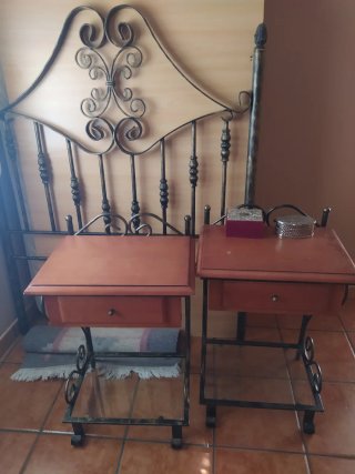 Cabecero 1,05 + 2 mesitas noche forja