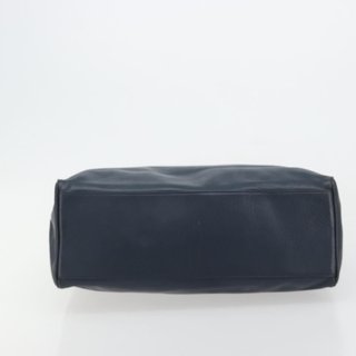 Christian Dior Hand Bag Leather Navy Gold Auth