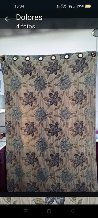 Cortinas Preciosas Flores Beige y Azul
