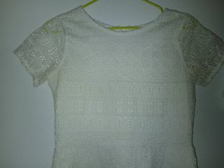 Vestido corto encaje calado blanco