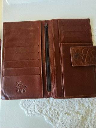 Billetera Vintage Piel Coco Marrón