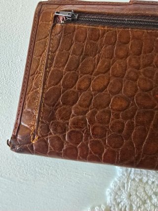 Billetera Vintage Piel Coco Marrón