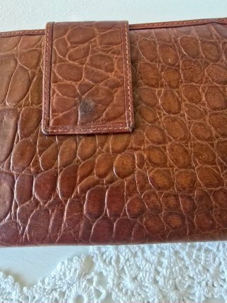 Billetera Vintage Piel Coco Marrón