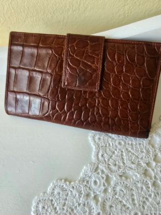 Billetera Vintage Piel Coco Marrón