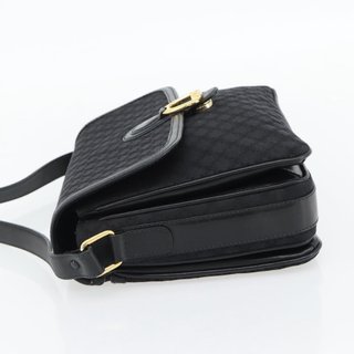 CELINE Macadam Canvas Shoulder Bag Black Gold