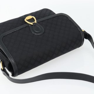 CELINE Macadam Canvas Shoulder Bag Black Gold