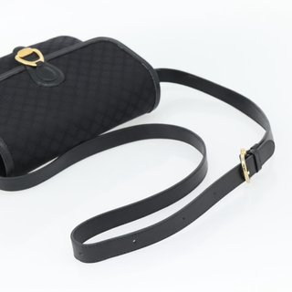 CELINE Macadam Canvas Shoulder Bag Black Gold