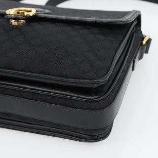 CELINE Macadam Canvas Shoulder Bag Black Gold