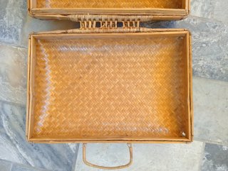 Valigia vintage in rattan midollino intrecciato
