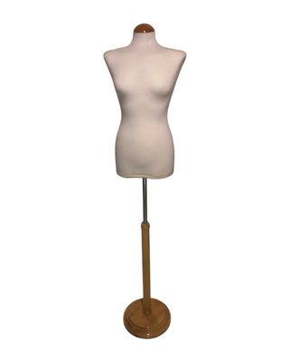 Maniquí de costura beige y marrón