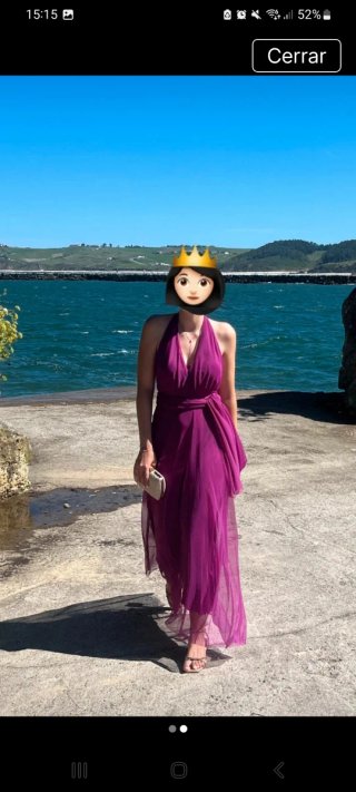 Vestido de invitada fucsia con chal