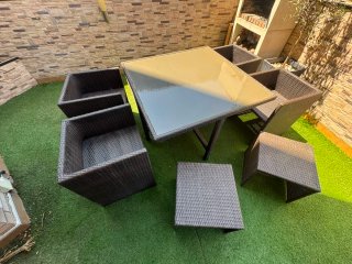 Tavolo da giardino in rattan per 8 persone