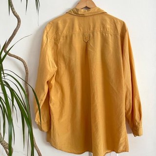 Camisa utilitaria vintage mostaza 100% seda
