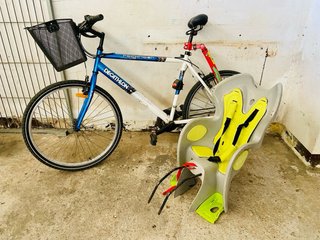 Bicicleta montaña + silla bebé + Trail-Gator